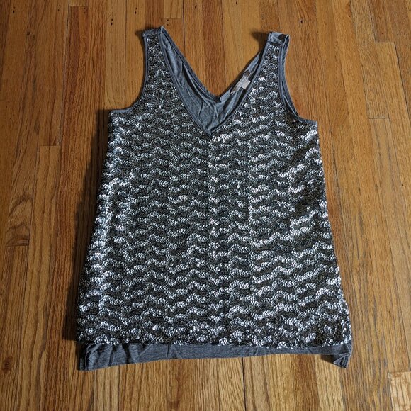 Banana Republic Silver Sequin Top - Picture 1 of 6